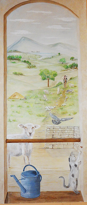 Peinture sur toile 200 cm x 90 cm prête à poser sur porte ou bout de couloir
